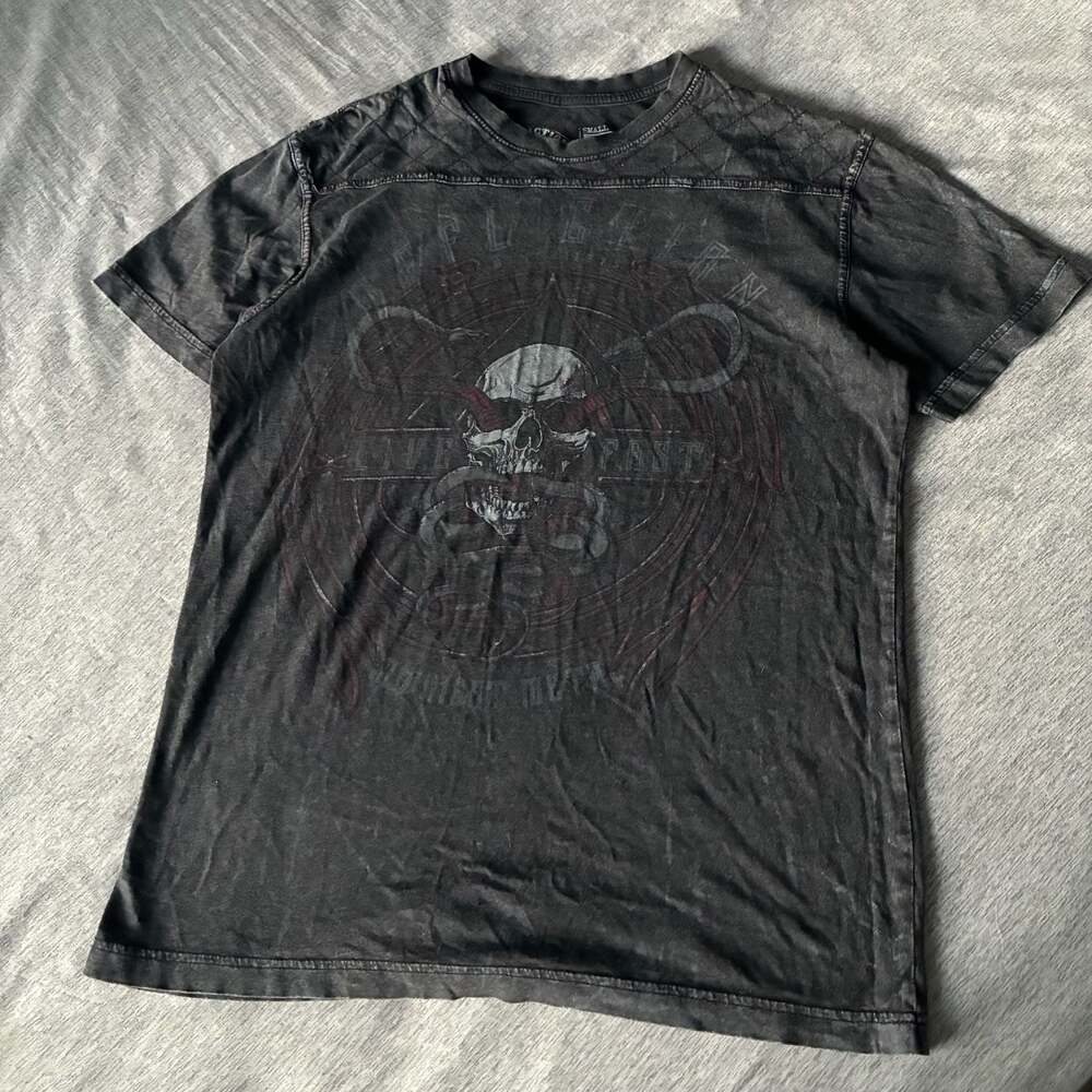 Affliction American Customs Live Fast Skull Graphic T-Shirt - Size Small